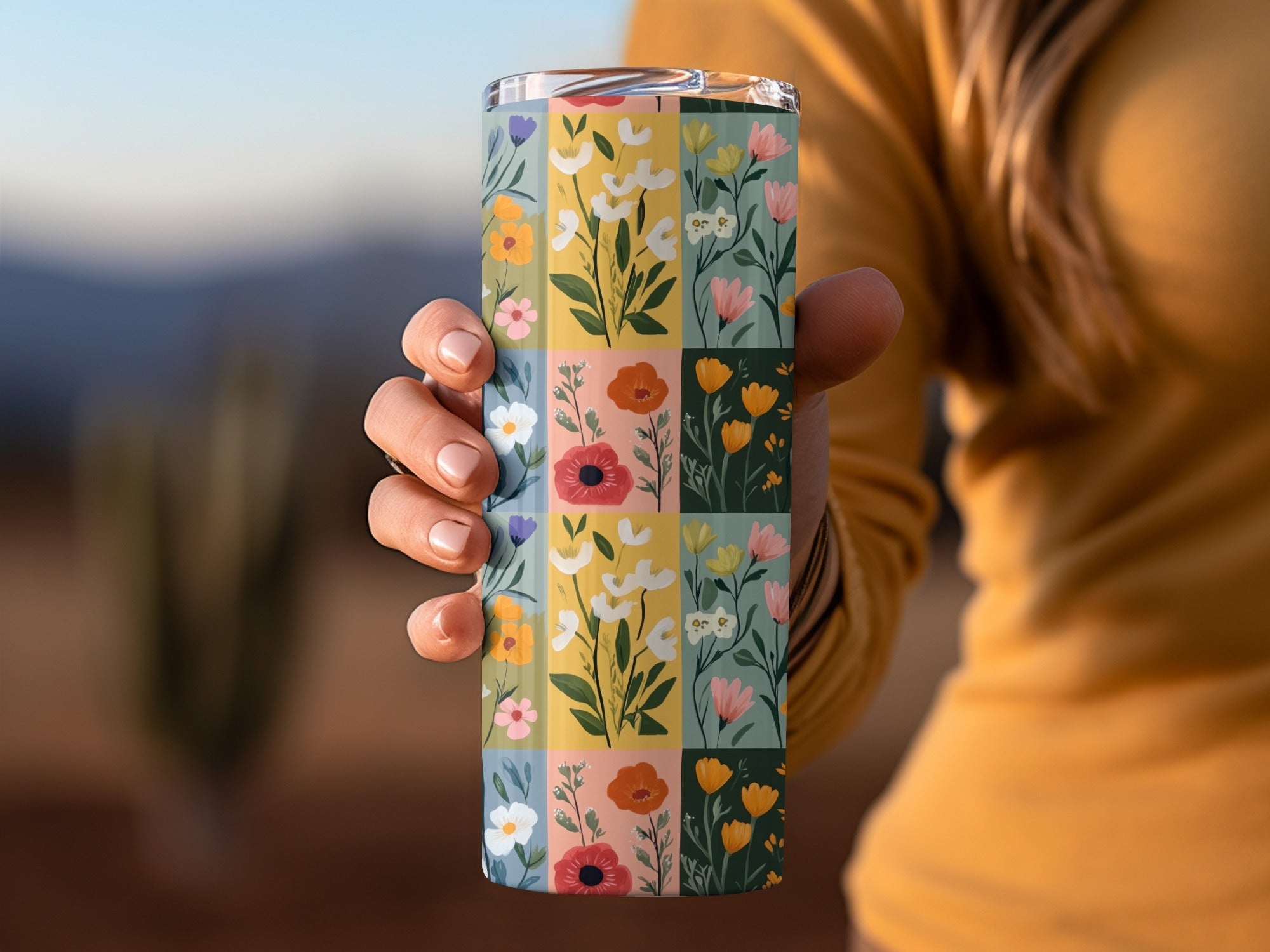 Colorful Floral Pattern On Square Boxes Surface Texture - Moore and Mountain