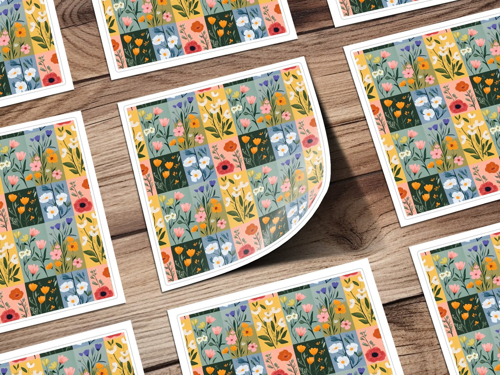 Colorful Floral Pattern On Square Boxes Surface Texture - Moore and Mountain