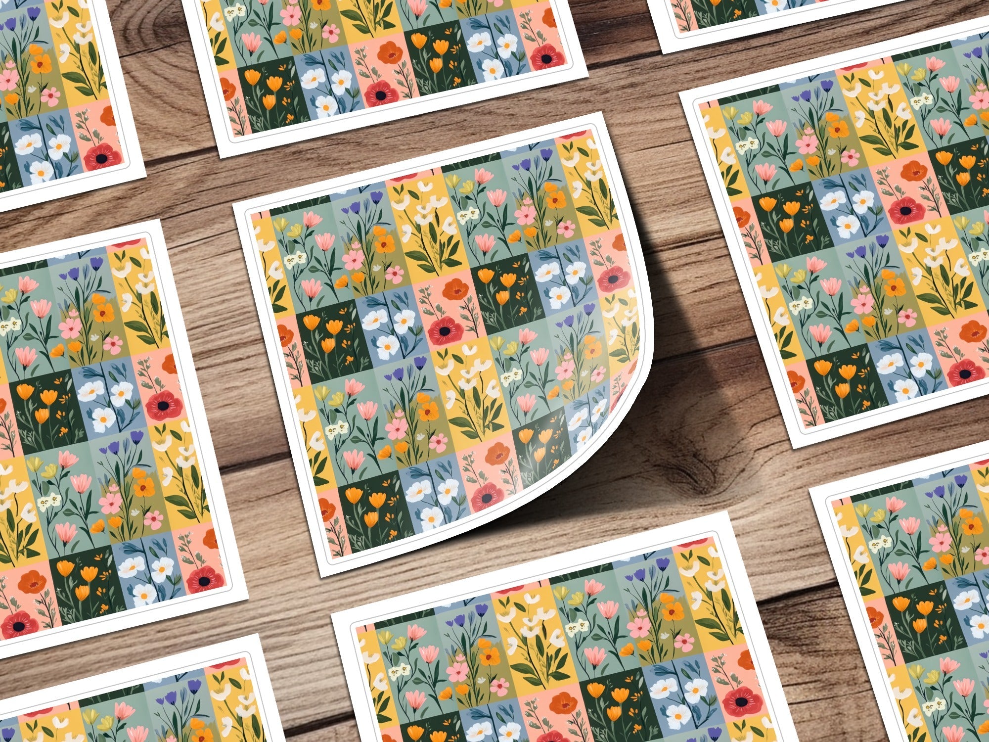 Colorful Floral Pattern On Square Boxes Surface Texture - Moore and Mountain