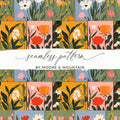 Colorful Flowers Patchwork Pattern Seamless Tile Set - Moore and Mountain