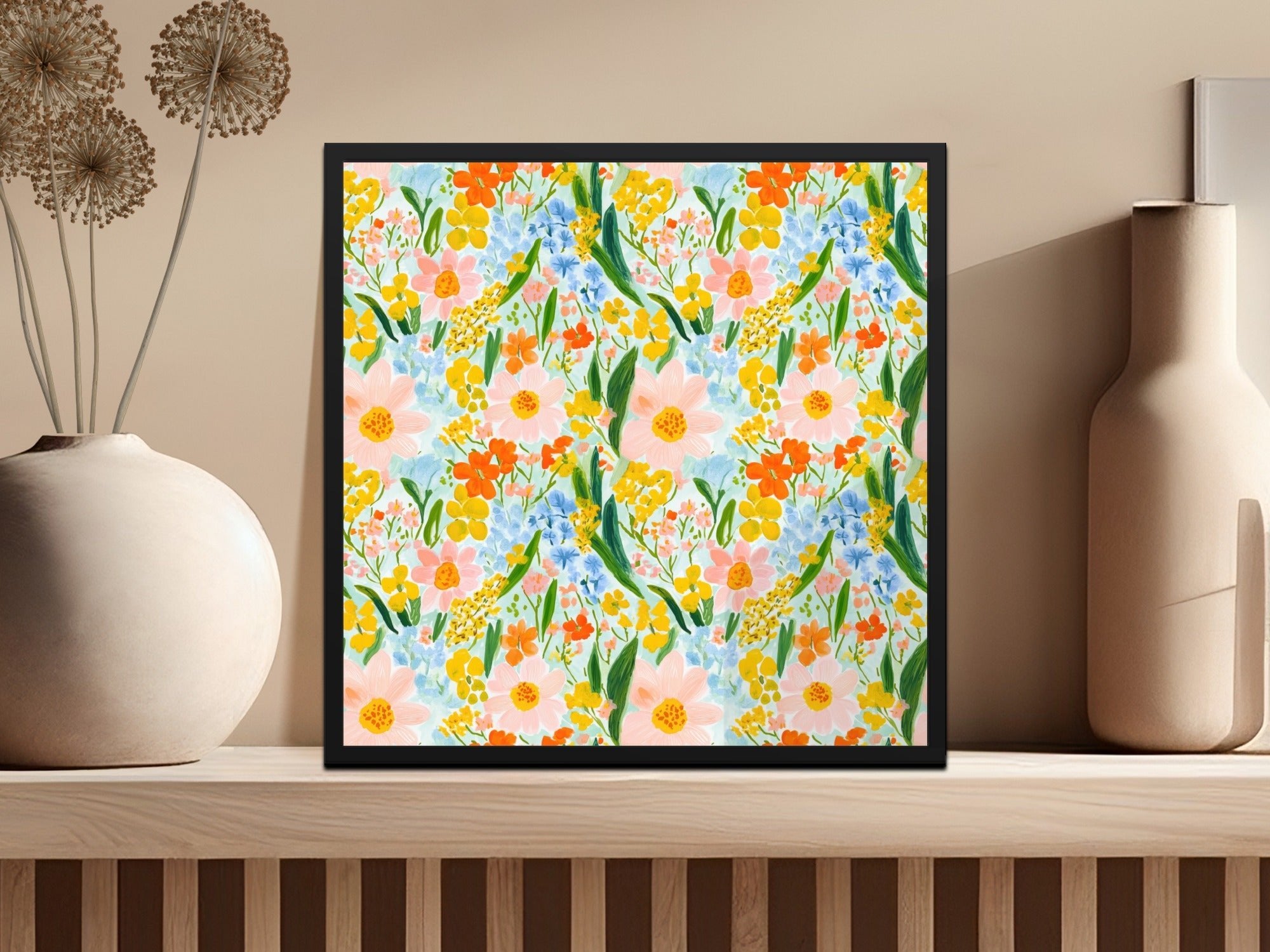 Colorful Hand Painted Floral Pattern for Textile Design Digital Watercolor Spring Floral - Moore and Mountain