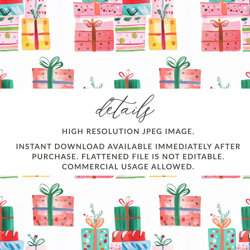 Colorful Presents Watercolor Style Repeat Pattern Digital - Moore and Mountain