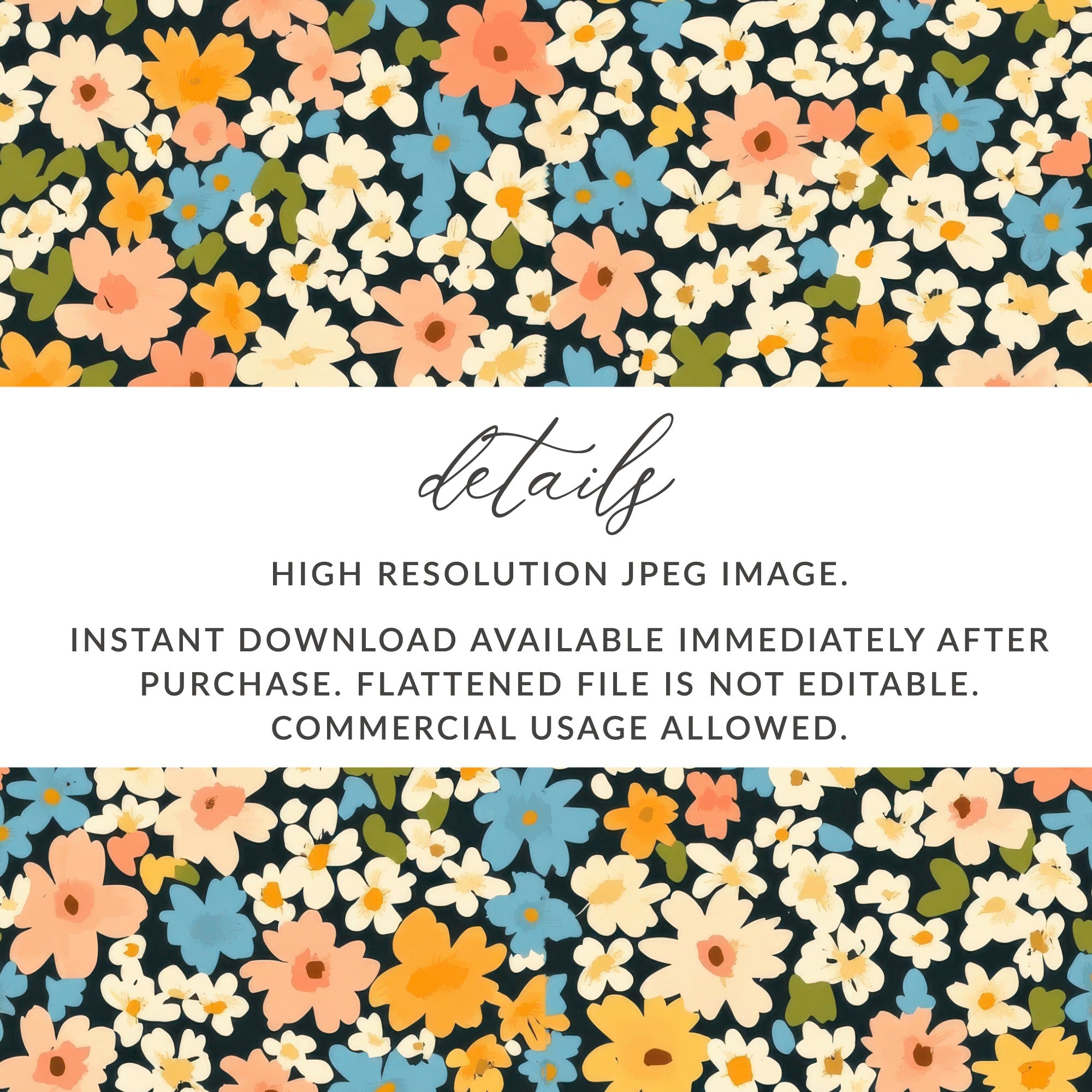 Colorful Floral Instant Download High Res JPEG Image