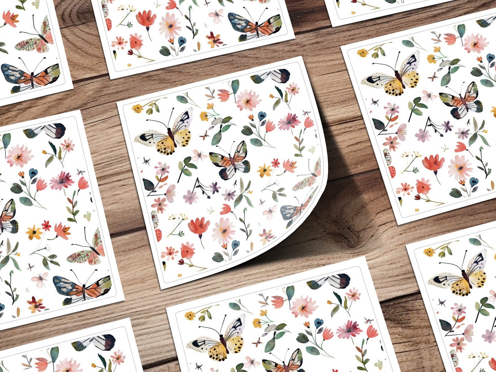 Colorful Spring Floral Butterfly Watercolor Pattern Digital - Moore and Mountain
