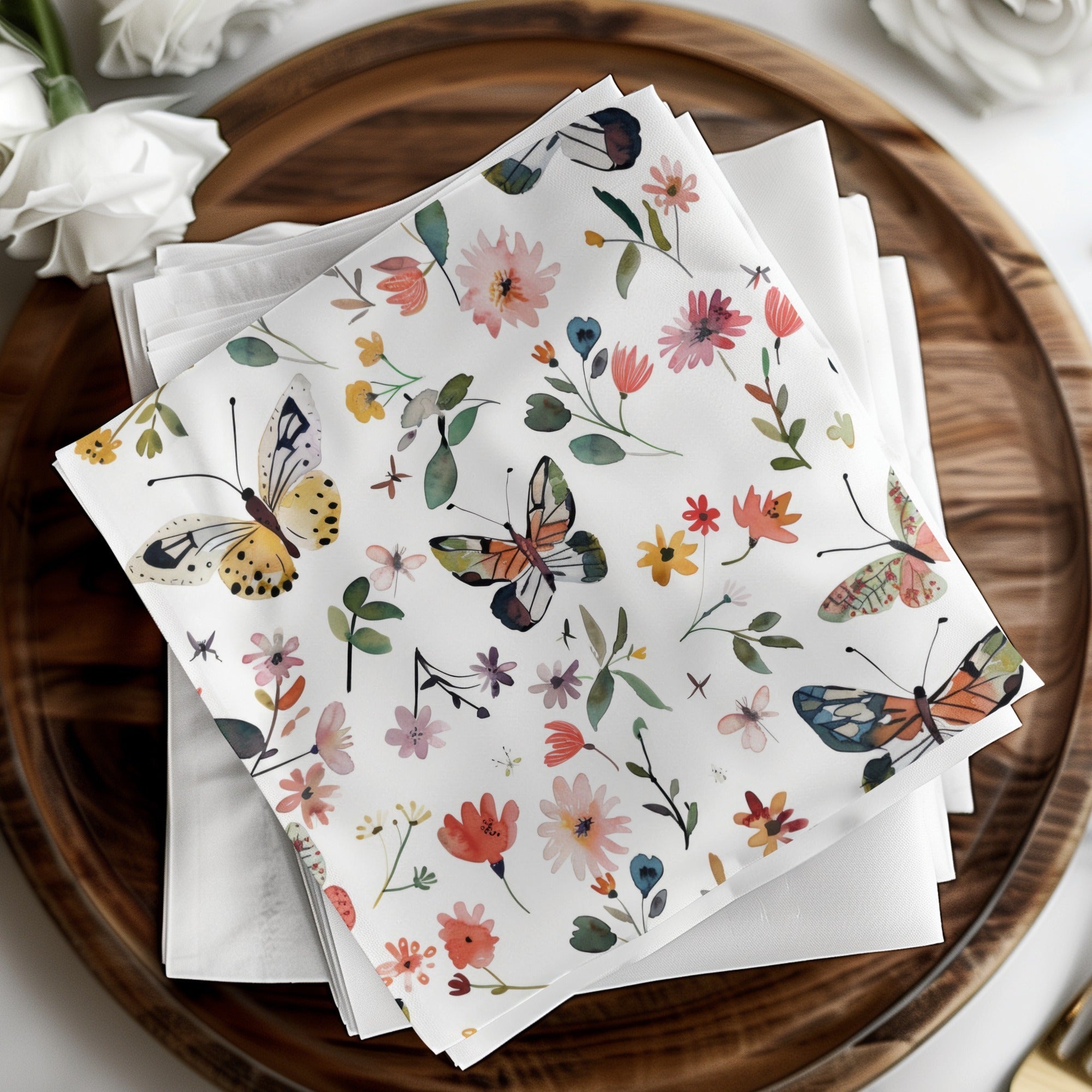 Colorful Spring Floral Butterfly Watercolor Pattern Digital - Moore and Mountain