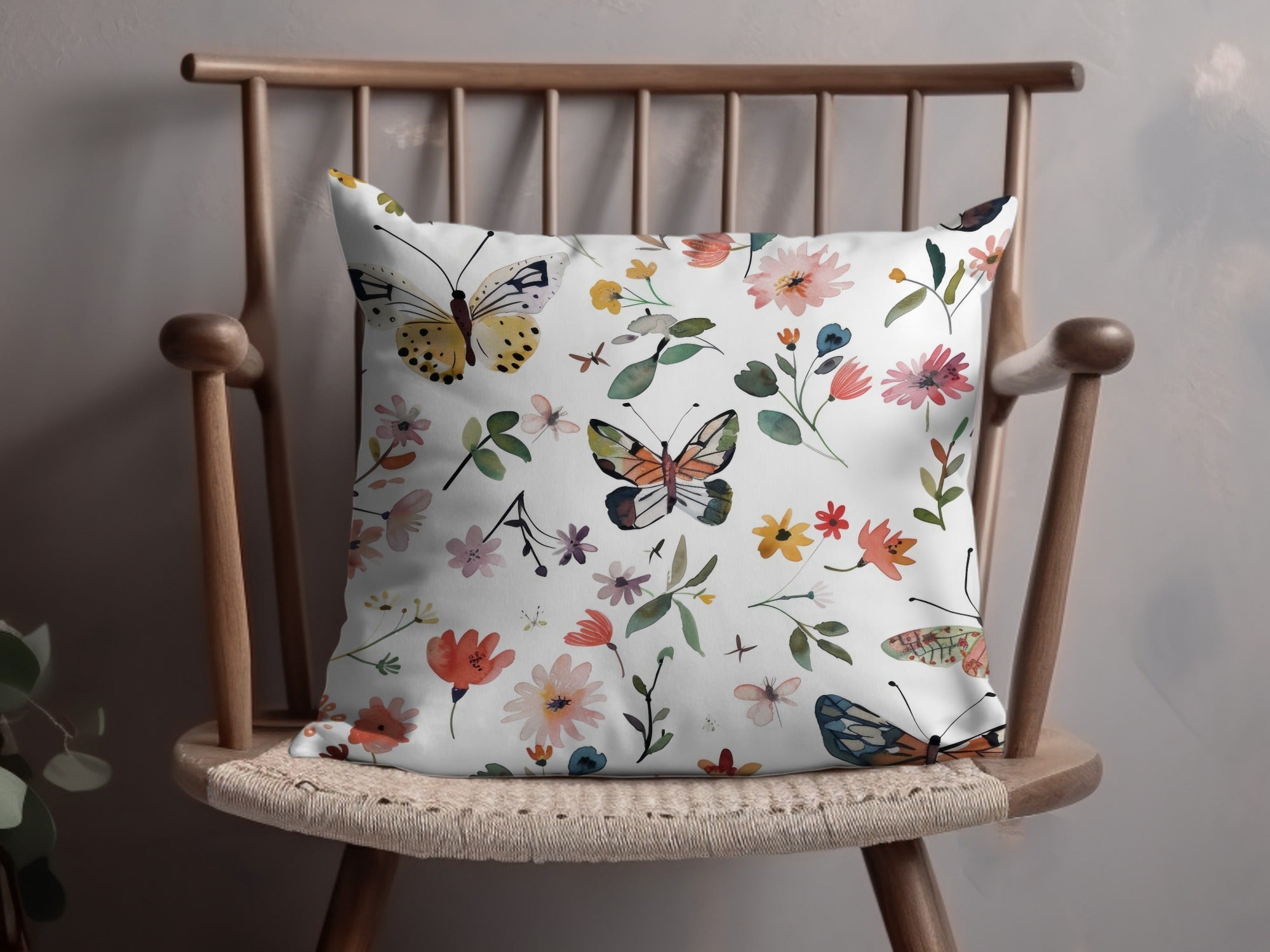 Colorful Spring Floral Butterfly Watercolor Pattern Digital - Moore and Mountain