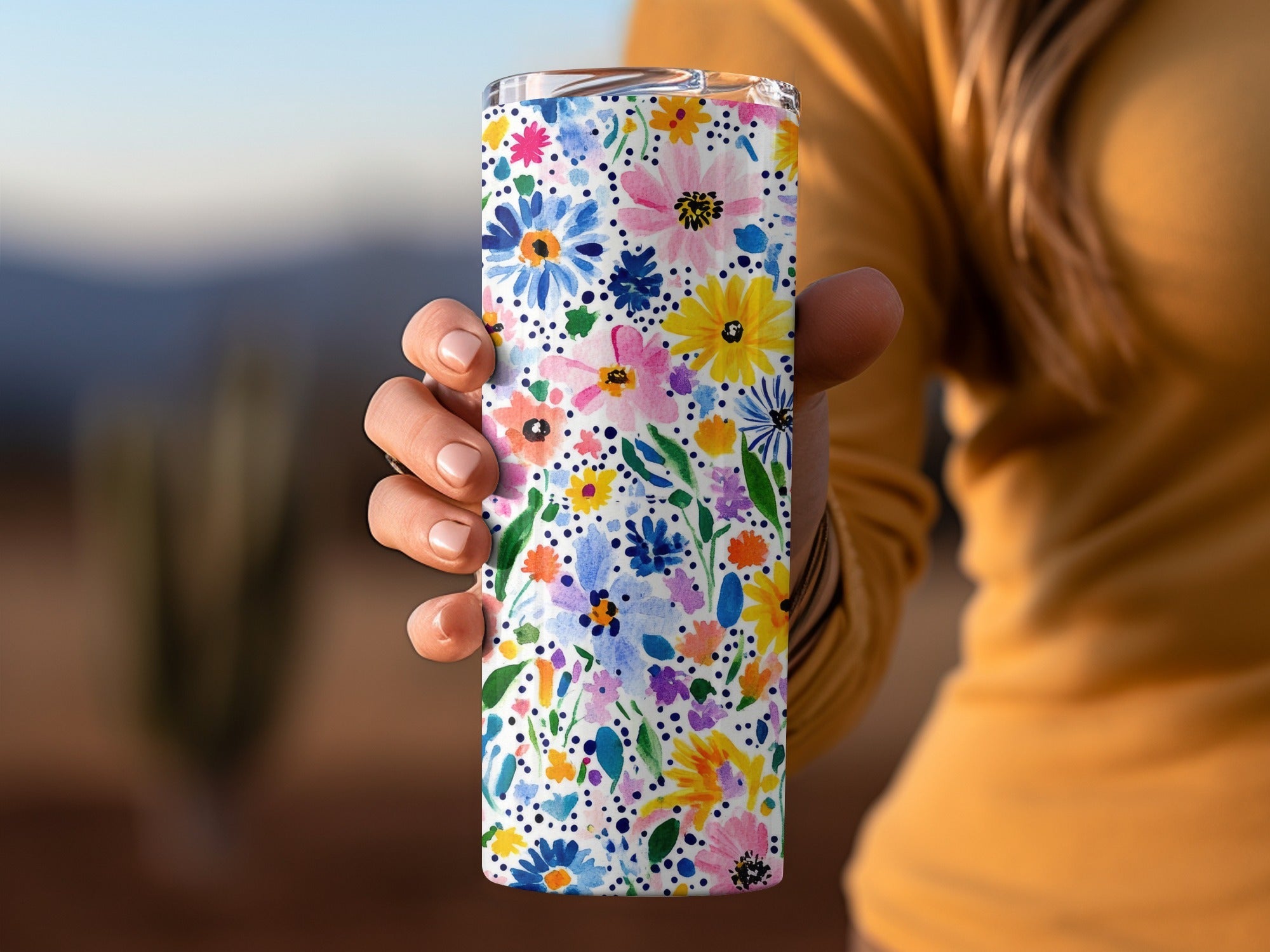 Colorful Spring Watercolor Floral Pattern, Summery Floral Background With Dots - Moore and Mountain