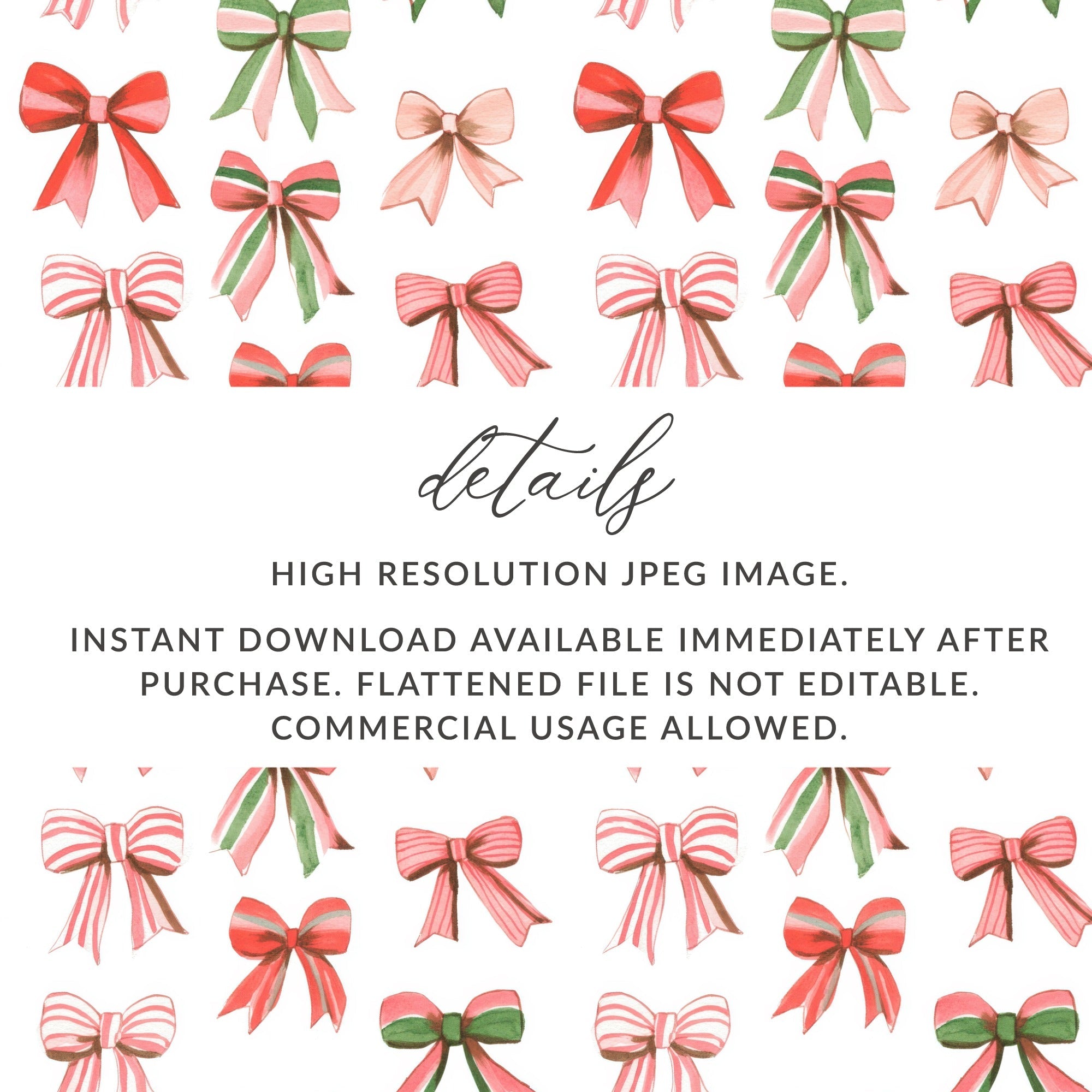 Colorful Watercolor Bows Repeat Pattern Art Print Digital - Moore and Mountain