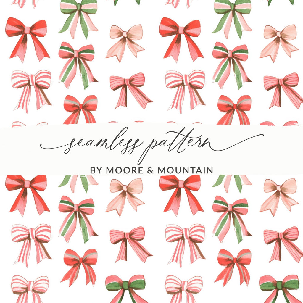 Colorful Watercolor Bows Repeat Pattern Art Print Digital - Moore and Mountain