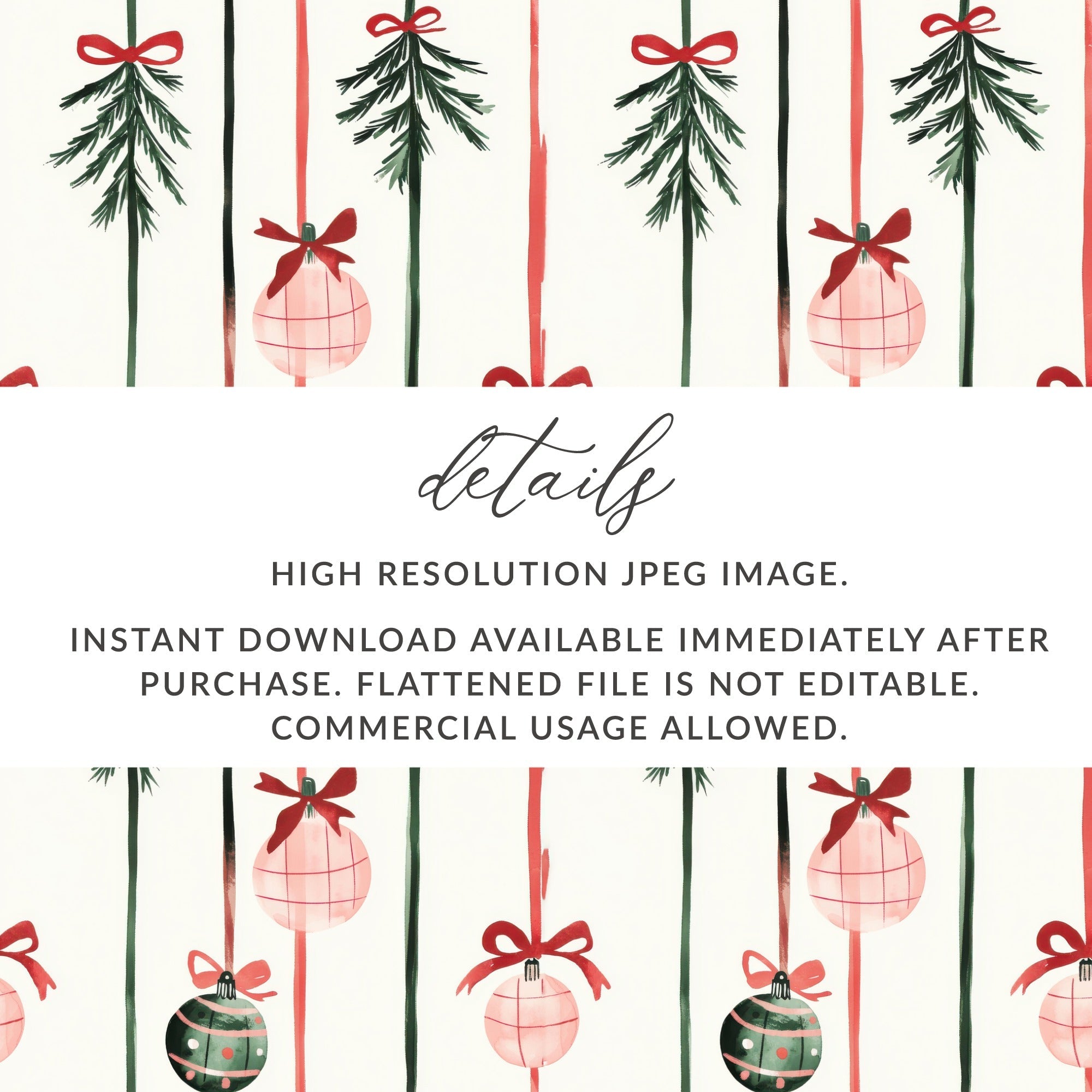 Coquette Christmas Festive Holiday Seamless Pattern Digital Download - Christmas Decoration Design - Moore and Mountain