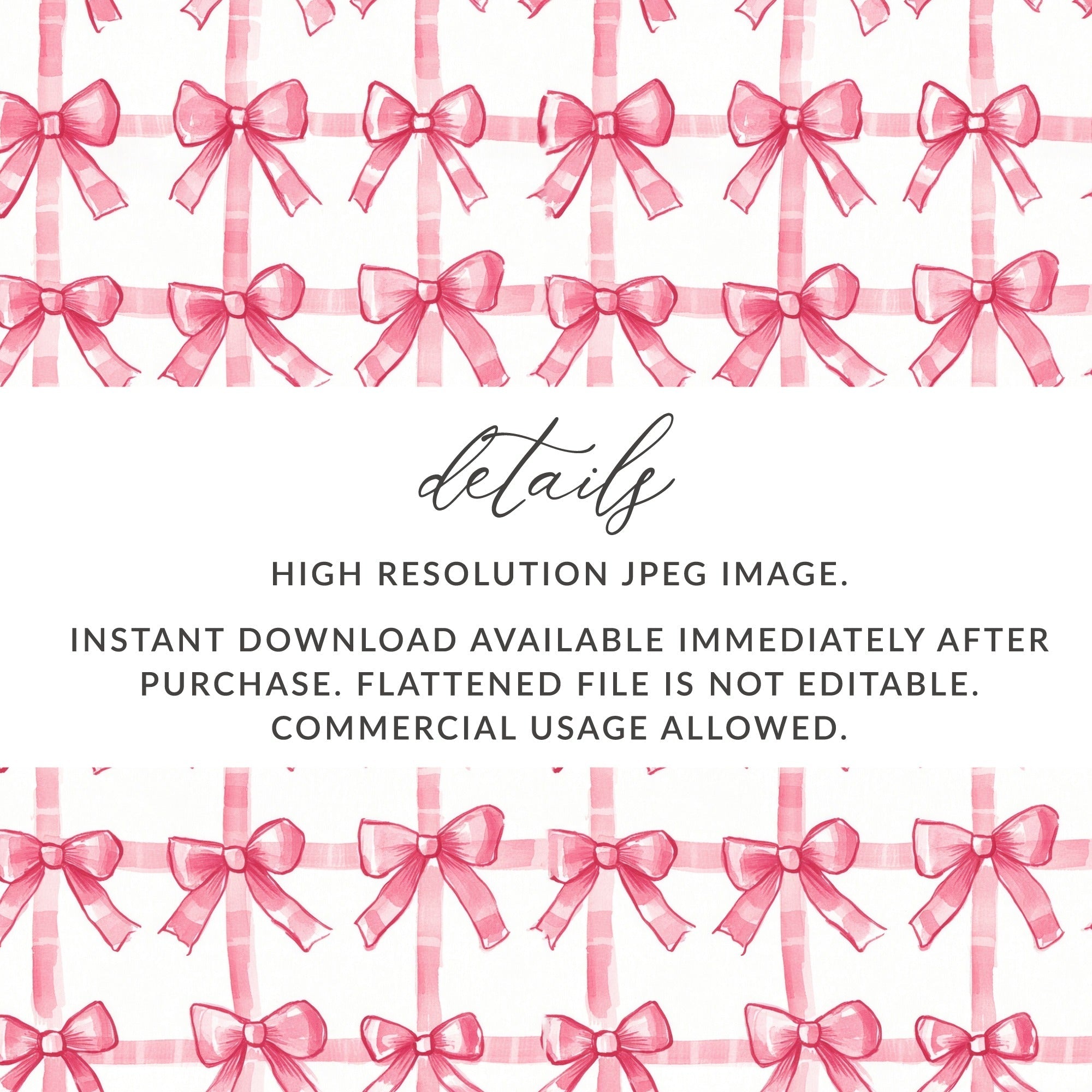 Pink Bows Seamless Pattern Digital Paper, Scrapbook Paper, Watercolor Plaid, Fabric Design, Festive Pattern, Digital Download - Moore and Mountain