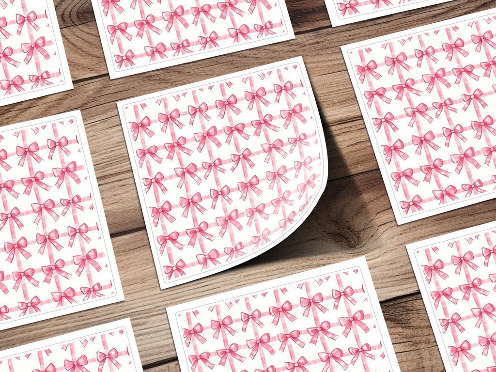 Pink Bows Seamless Pattern Digital Paper, Scrapbook Paper, Watercolor Plaid, Fabric Design, Festive Pattern, Digital Download - Moore and Mountain