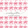 Pink Bows Seamless Pattern Digital Paper, Scrapbook Paper, Watercolor Plaid, Fabric Design, Festive Pattern, Digital Download - Moore and Mountain