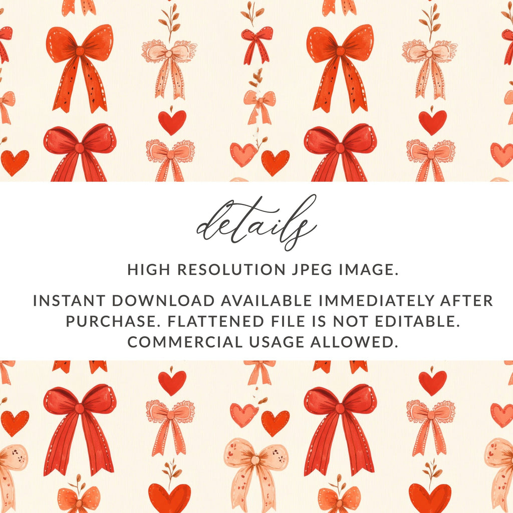 Coquette Red Ribbons and Bows and Hearts Ribbons Pattern For Romantic Projects Seamless - Moore and Mountain