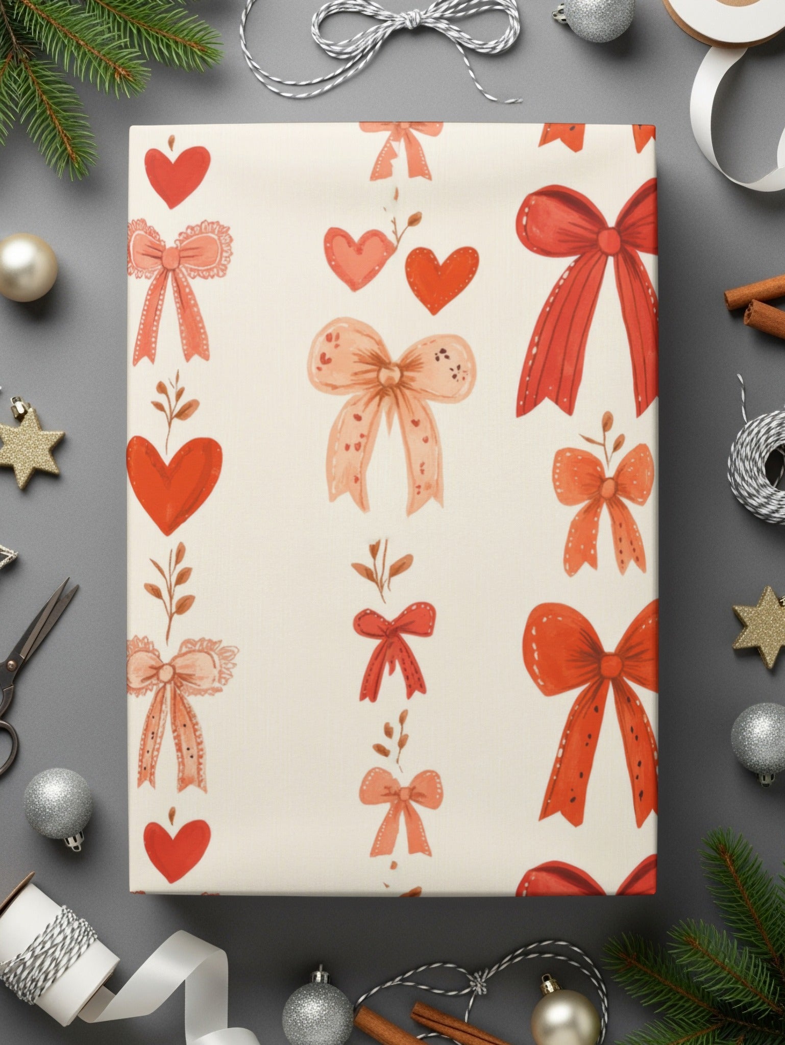 Coquette Red Ribbons and Bows and Hearts Ribbons Pattern For Romantic Projects Seamless - Moore and Mountain