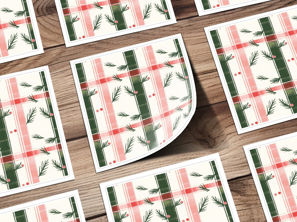 Coquette Red and Green Checks with Leaves and Dots | Digital Download | Festive Pattern - Moore and Mountain