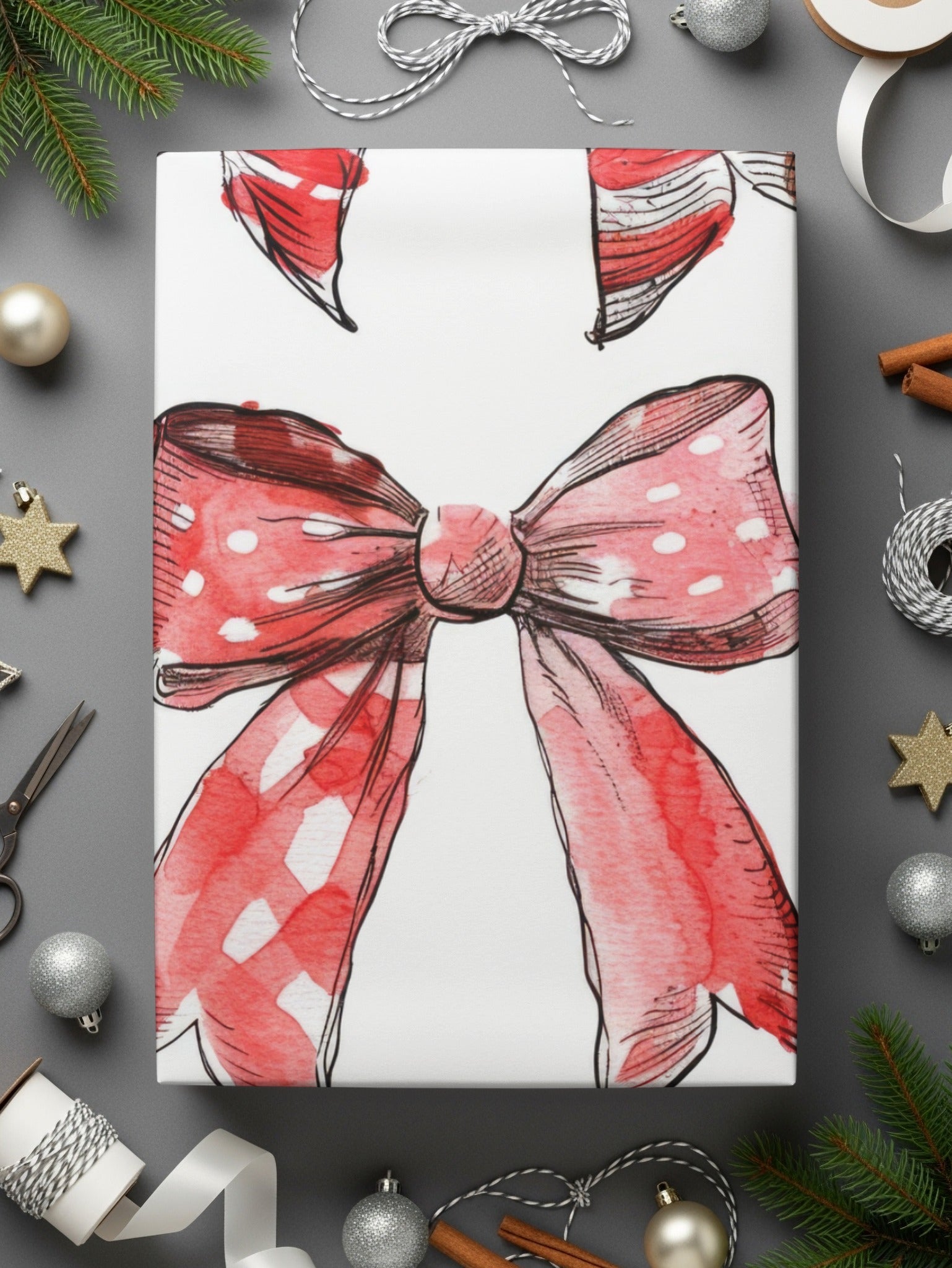 Watercolor Bows Digital Paper, Seamless Bow Pattern, Red Black Bows Fabric Design, Girly Bows Scrapbook Paper, Printable Bows, Digital - Moore and Mountain