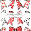 Watercolor Bows Digital Paper, Seamless Bow Pattern, Red Black Bows Fabric Design, Girly Bows Scrapbook Paper, Printable Bows, Digital - Moore and Mountain