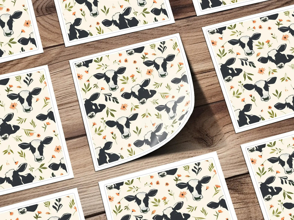 Cow and Floral Seamless Pattern Digital File, Farm Animal Print, Cute Pet Design, Repeat Pattern, Commercial Use, Digital Download - Moore and Mountain