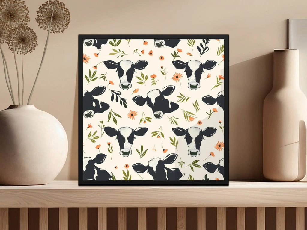 Cow and Floral Seamless Pattern Digital File, Farm Animal Print, Cute Pet Design, Repeat Pattern, Commercial Use, Digital Download - Moore and Mountain