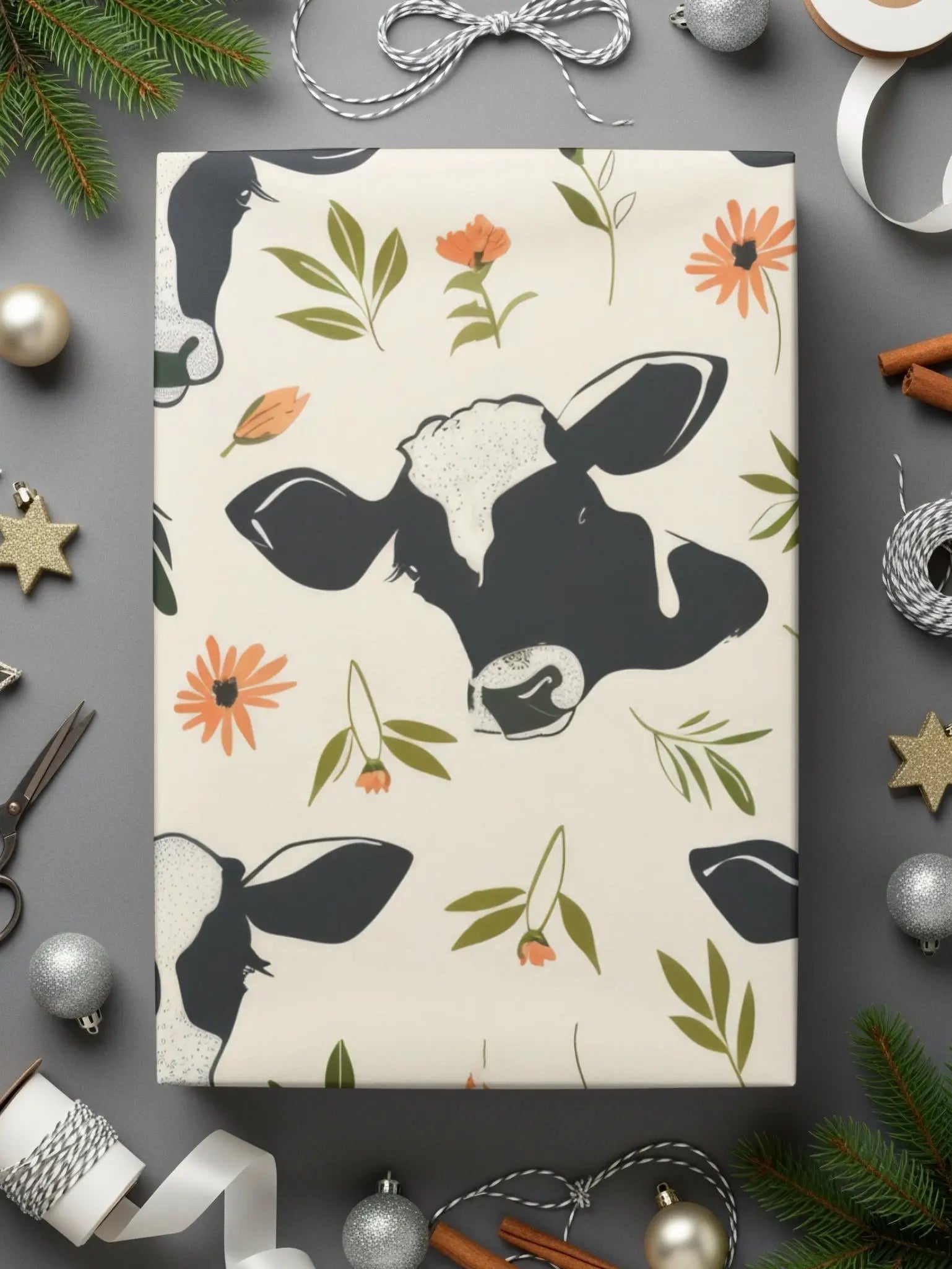Cow and Floral Seamless Pattern Digital File, Farm Animal Print, Cute Pet Design, Repeat Pattern, Commercial Use, Digital Download - Moore and Mountain