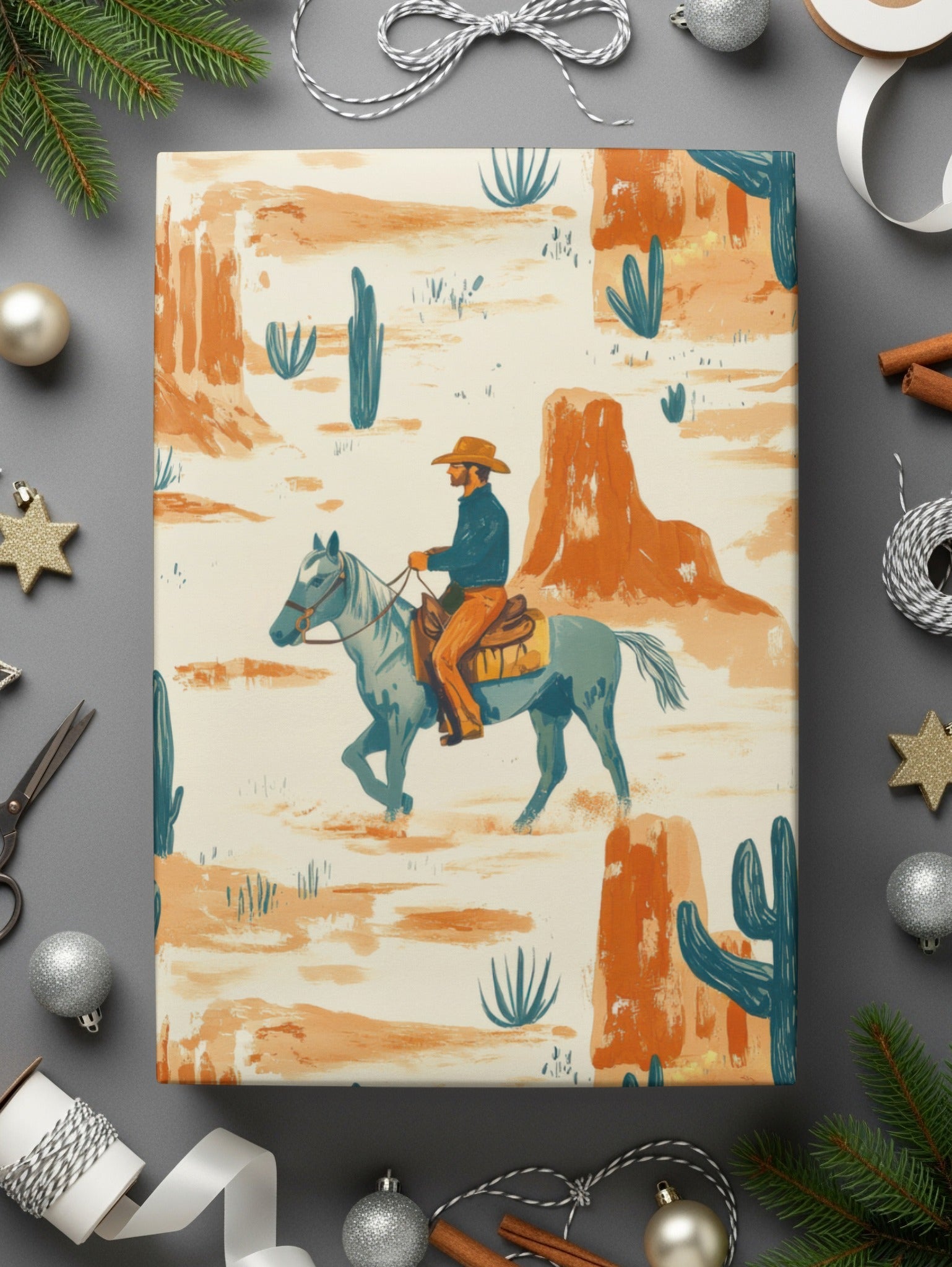 Cowboy Digital Paper, Western Seamless Pattern, Cactus Digital Download, Desert Repeat Pattern, Wild West Design, Digital Paper Pack - Moore and Mountain