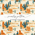 Cowboy Digital Paper, Western Seamless Pattern, Cactus Digital Download, Desert Repeat Pattern, Wild West Design, Digital Paper Pack - Moore and Mountain