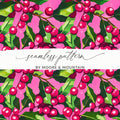 Cranberry Digital Paper, Seamless Pattern, Red Berries, Pink Green Floral, Commercial Use, Digital Download, Digital Scrapbook Paper - Moore and Mountain