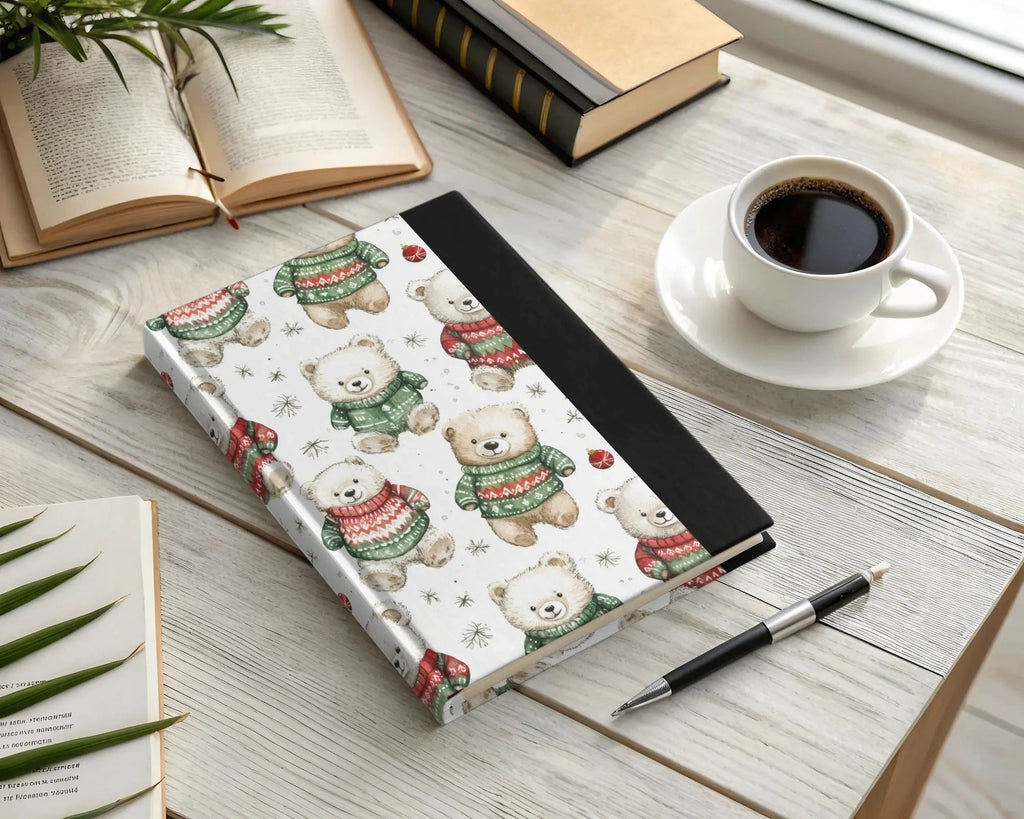 Cute Bear Christmas Seamless Pattern Digital, Holiday Sweater Teddy Bear Digital Paper, Festive Ornament Watercolor Animal Background - Moore and Mountain