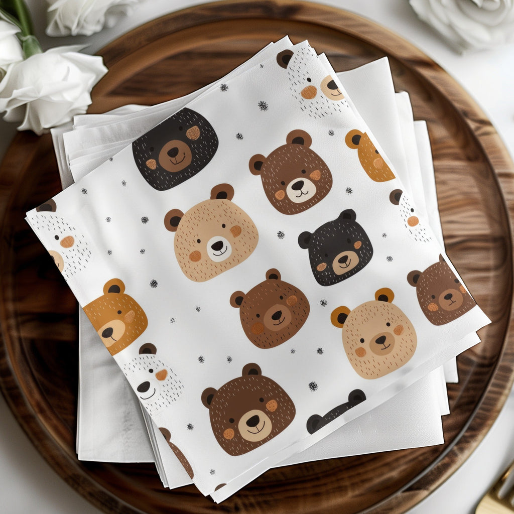 Cute Bear Faces Digital Paper, Seamless Bear Pattern, Nursery Decor Background, Animal Pattern Digital, Scrapbooking Paper, Digital Download - Moore and Mountain