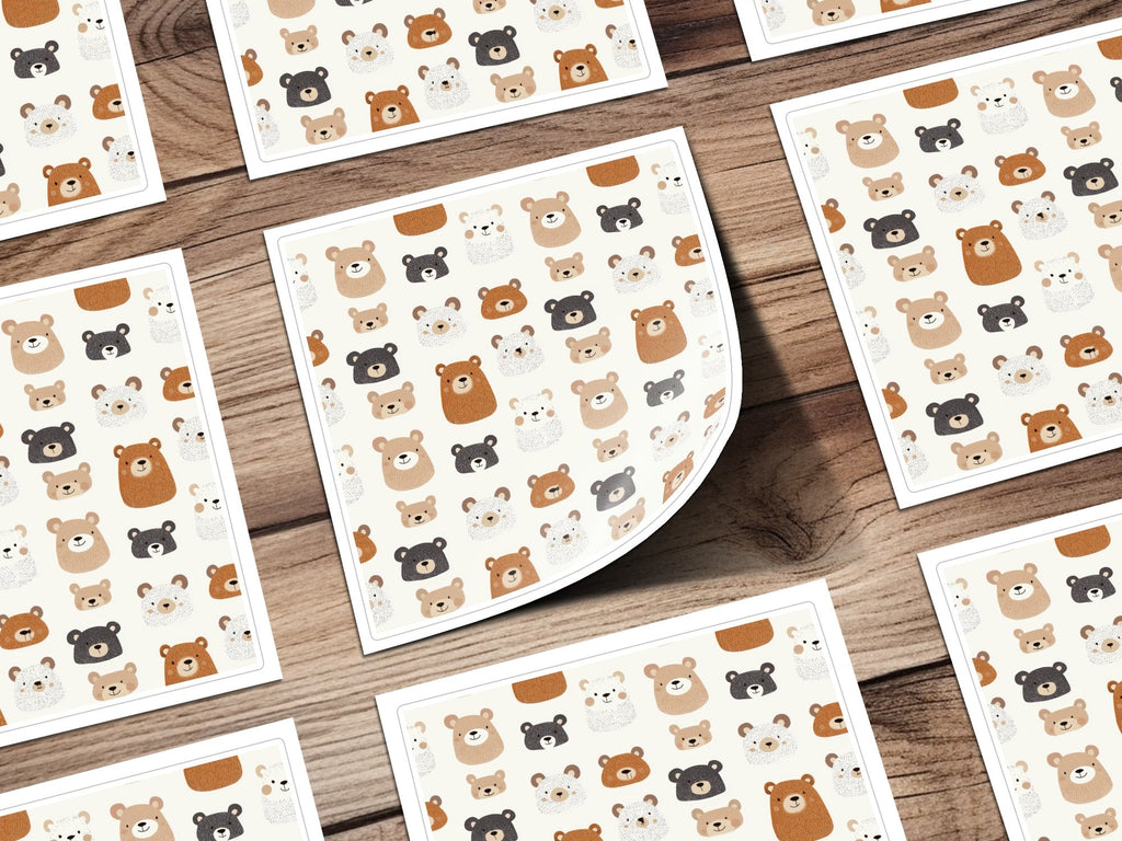 Cute Bear Seamless Pattern Digital Paper, Nursery Animal Pattern, Kids Fabric Design, 12x12 JPEG Files, Repeating Pattern Digital - Moore and Mountain