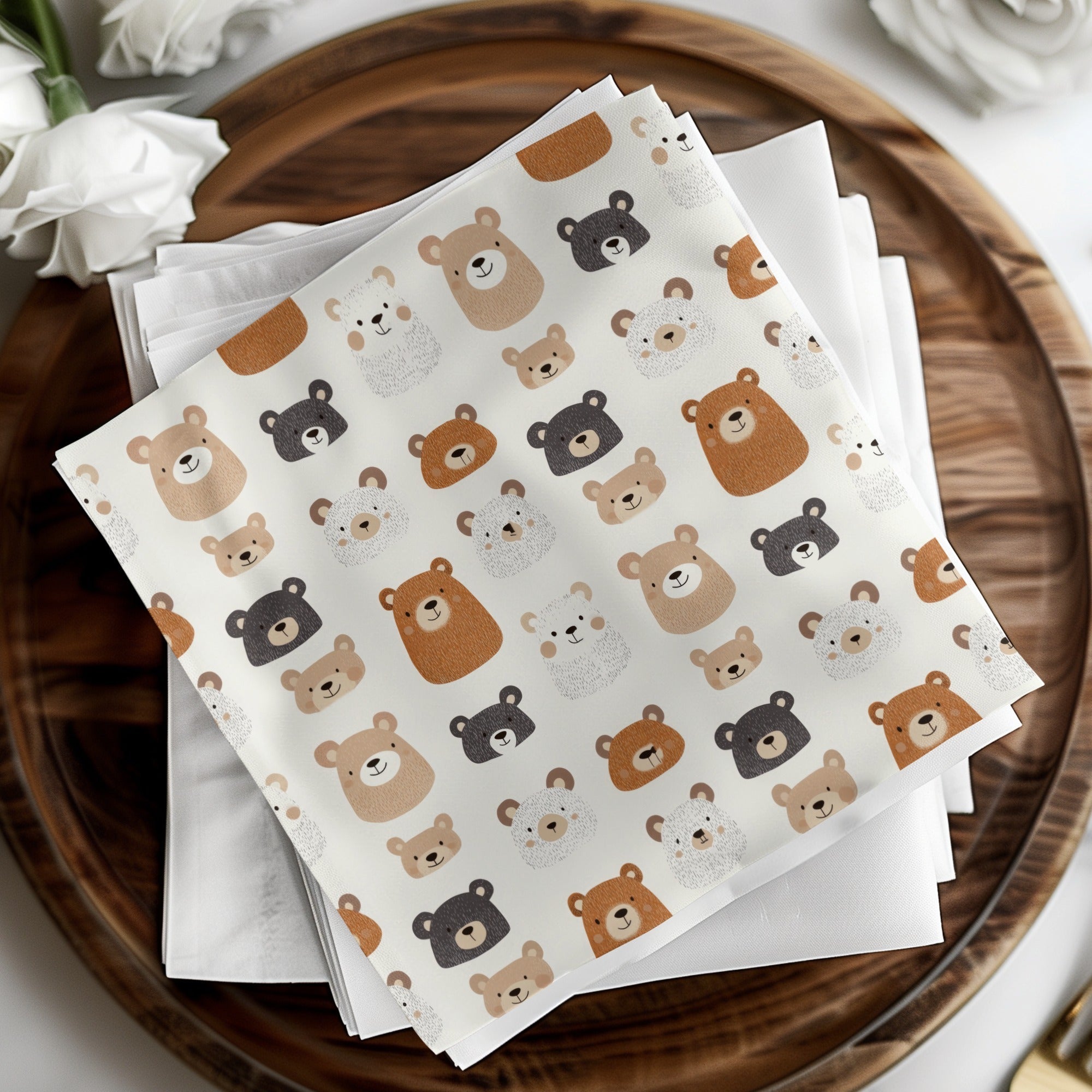 Cute Bear Seamless Pattern Digital Paper, Nursery Animal Pattern, Kids Fabric Design, 12x12 JPEG Files, Repeating Pattern Digital - Moore and Mountain