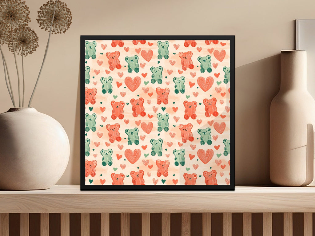 Cute Bears Heart Seamless Pattern Digital, Valentines Day, Scrapbook Paper, Fabric Design, Kids Room Decor, Commercial Use - Moore and Mountain