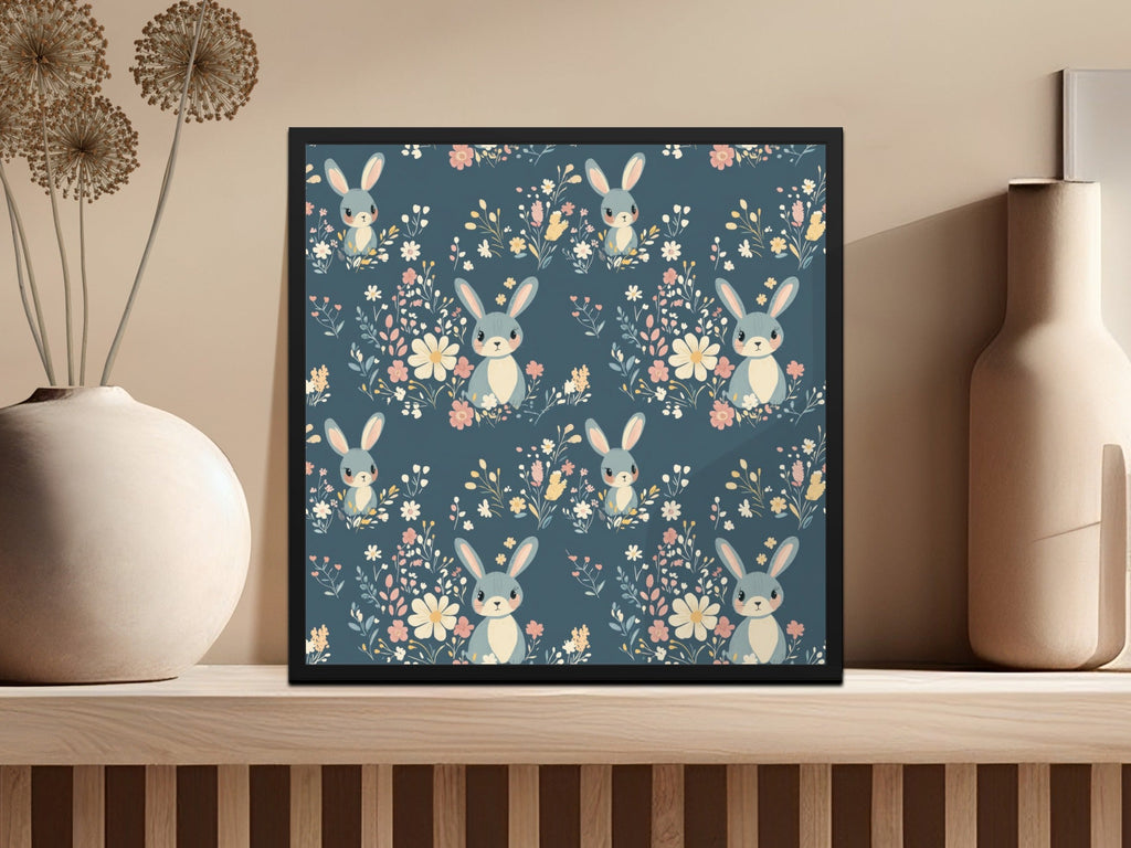 Cute Bunny Floral Pattern, Digital Paper, Seamless Pattern, Easter Pattern, Fabric Design, Spring Pattern, Scrapbook Paper, Digital Product - Moore and Mountain