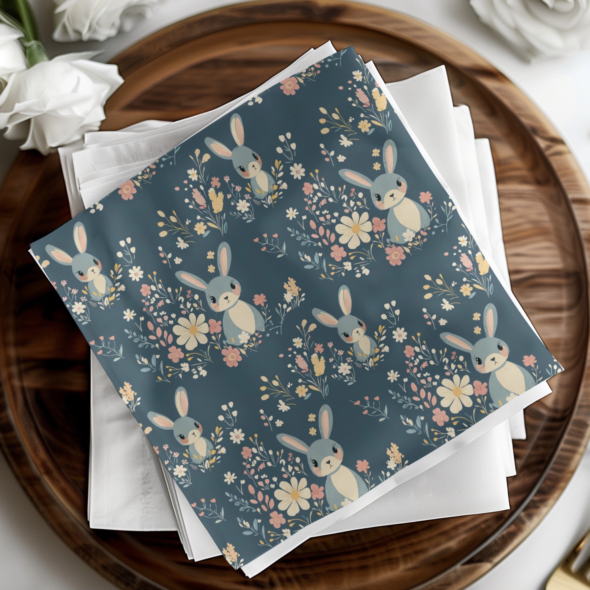 Cute Bunny Floral Pattern, Digital Paper, Seamless Pattern, Easter Pattern, Fabric Design, Spring Pattern, Scrapbook Paper, Digital Product - Moore and Mountain