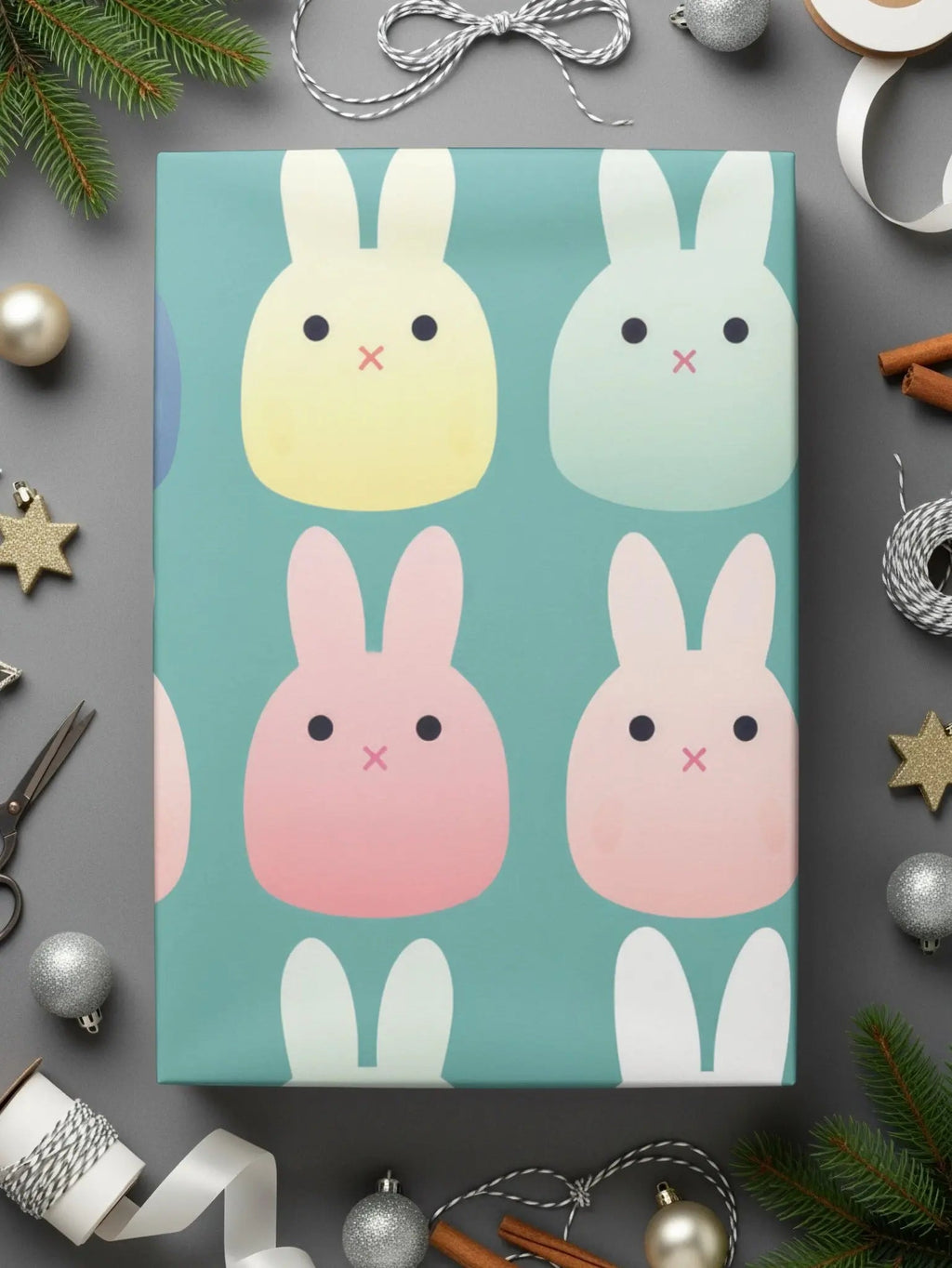 Cute Bunny Seamless Pattern Digital Paper, Pastel Rabbit Repeat Pattern File Download, Kawaii Bunny Fabric Design, Kid Room Digital Design - Moore and Mountain