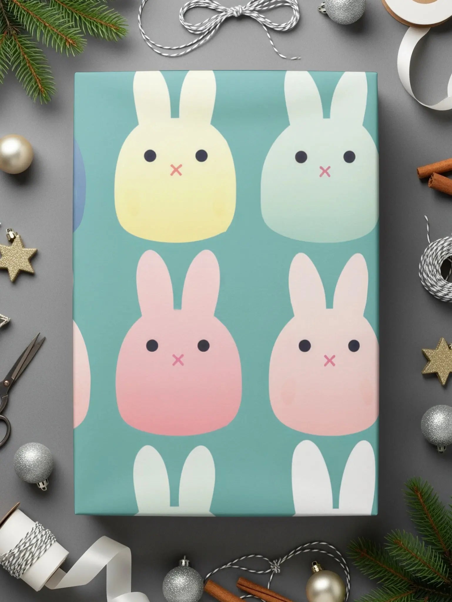 Cute Bunny Seamless Pattern Digital Paper, Pastel Rabbit Repeat Pattern File Download, Kawaii Bunny Fabric Design, Kid Room Digital Design - Moore and Mountain