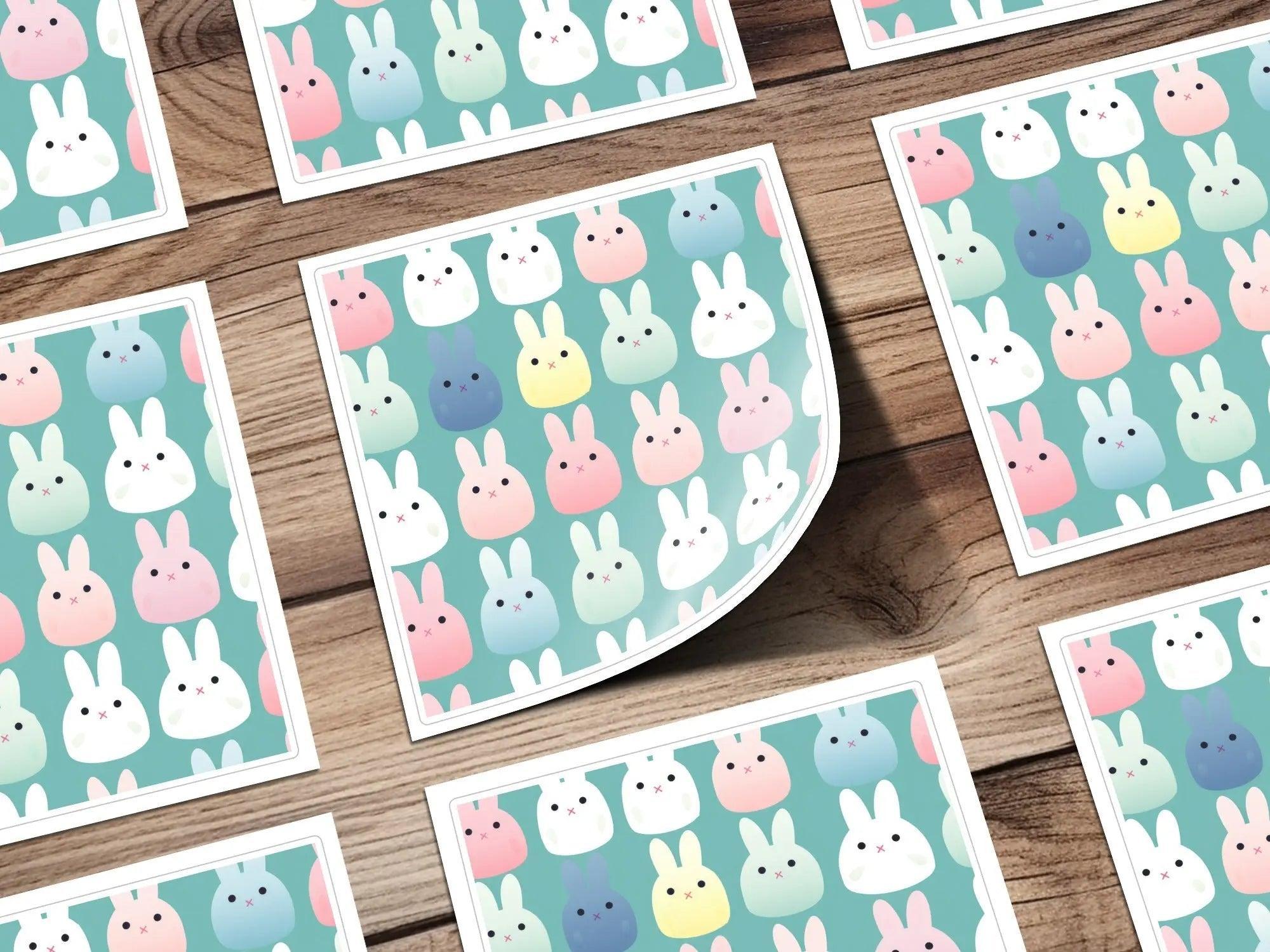 Cute Bunny Seamless Pattern Digital Paper, Pastel Rabbit Repeat Pattern File Download, Kawaii Bunny Fabric Design, Kid Room Digital Design - Moore and Mountain