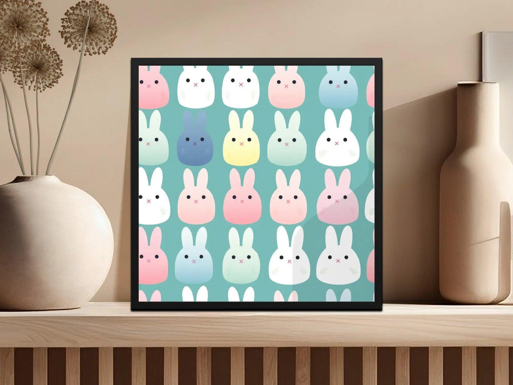 Cute Bunny Seamless Pattern Digital Paper, Pastel Rabbit Repeat Pattern File Download, Kawaii Bunny Fabric Design, Kid Room Digital Design - Moore and Mountain
