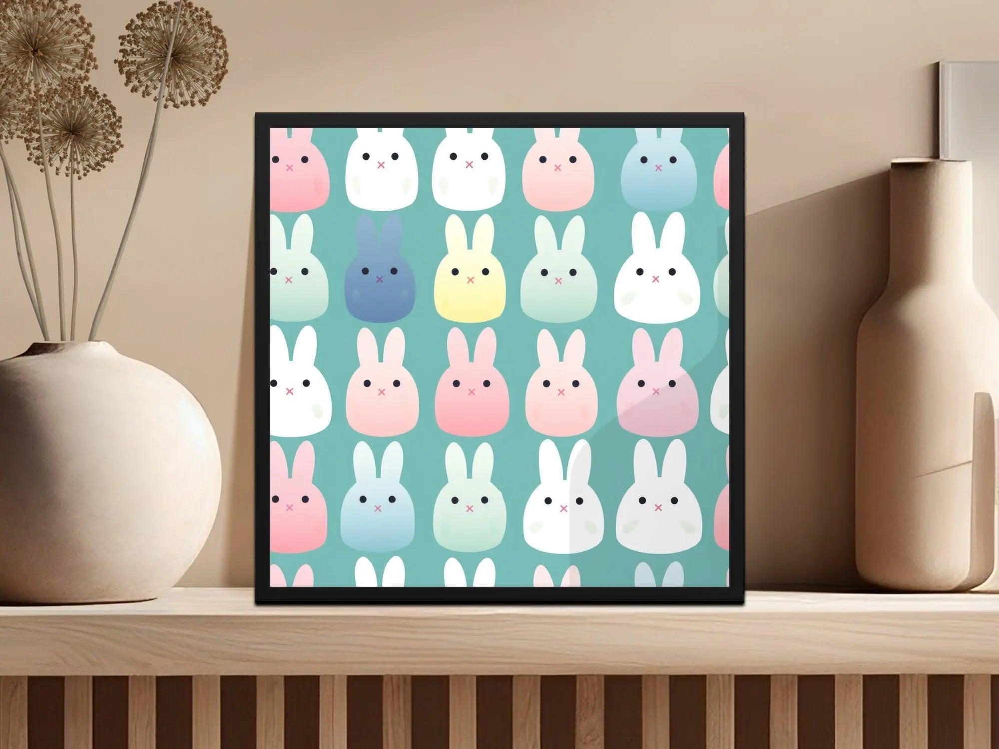 Cute Bunny Seamless Pattern Digital Paper, Pastel Rabbit Repeat Pattern File Download, Kawaii Bunny Fabric Design, Kid Room Digital Design - Moore and Mountain