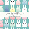 Cute Bunny Seamless Pattern Digital Paper, Pastel Rabbit Repeat Pattern File Download, Kawaii Bunny Fabric Design, Kid Room Digital Design - Moore and Mountain
