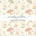 Cute Bunny Seamless Pattern, Umbrella Digital Paper, Spring Animal Print, Easter Repeat Design, Commercial Use, 12x12 Digital Download - Moore and Mountain