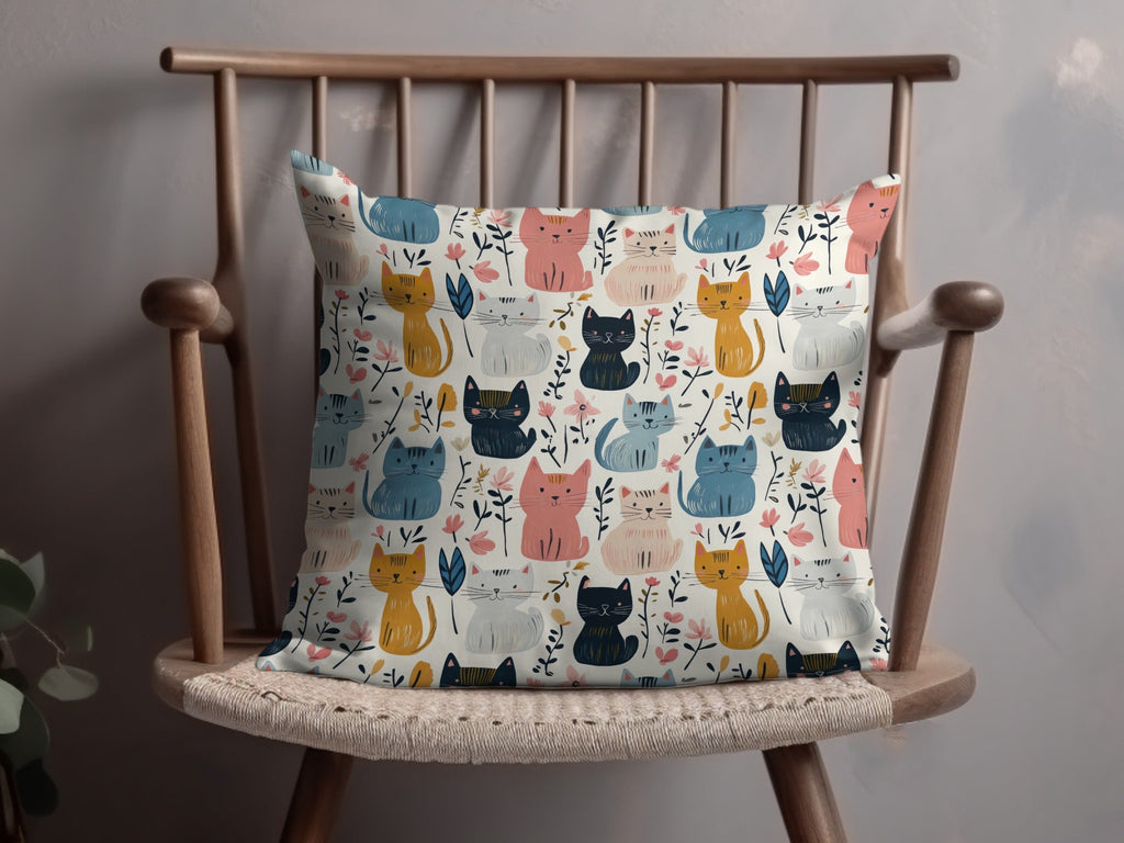 Cute Cat Pattern, Seamless Pattern Digital, Floral Cat Print, Cat Lover Gift, Colorful Cat Design, Kitten Pattern Repeat, Digital Download - Moore and Mountain