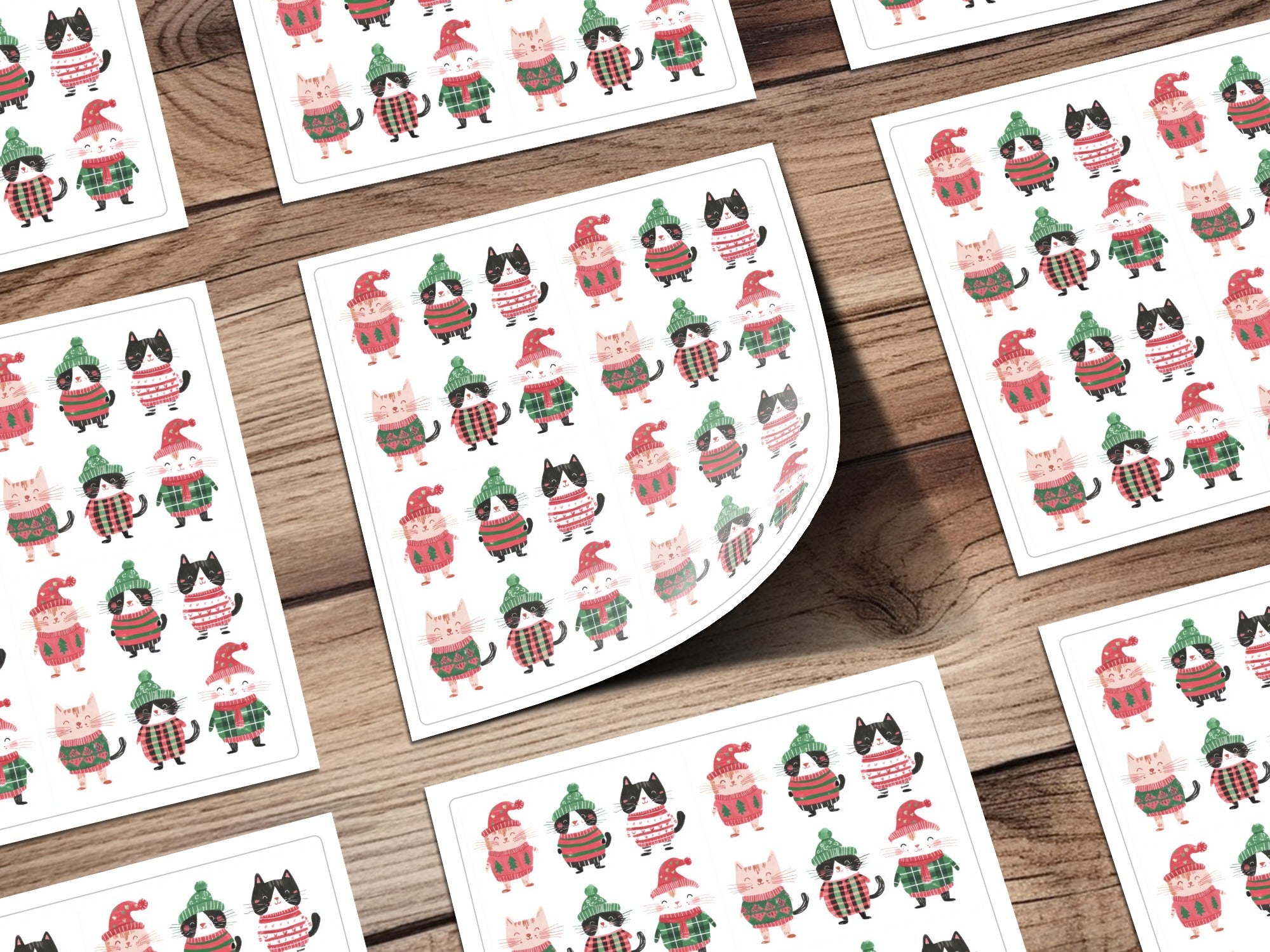 Cute Cats Wearing Winter Clothes Seamless Repeat Pattern Digital, Funny Christmas Background - Moore and Mountain