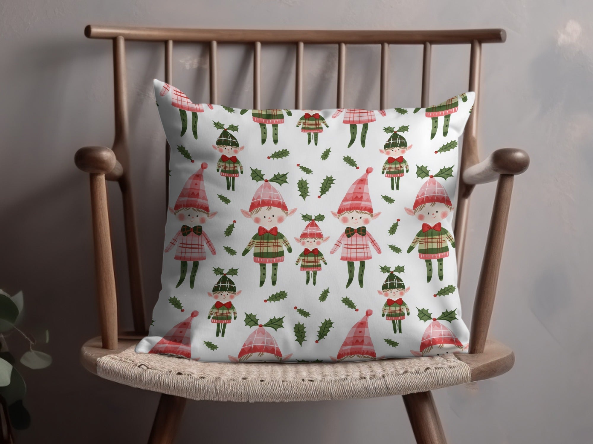 Cute Christmas Elves On White Pattern Digital Product - Moore and Mountain