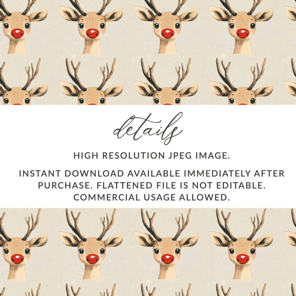 Cute Christmas Reindeer Seamless Pattern for Holiday Rudolph Seamless Background - Moore and Mountain