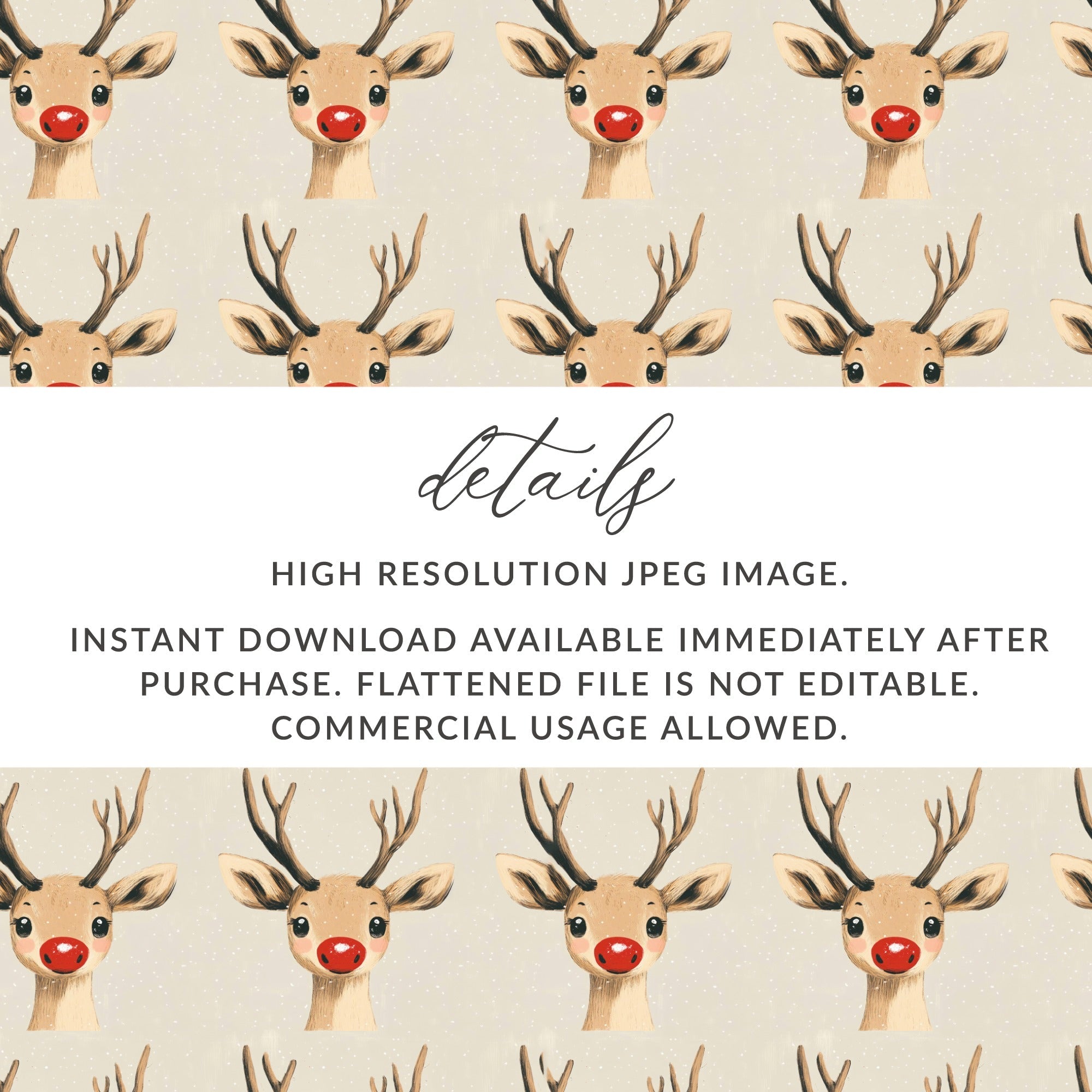 Cute Christmas Reindeer Seamless Pattern for Holiday Rudolph Seamless Background - Moore and Mountain