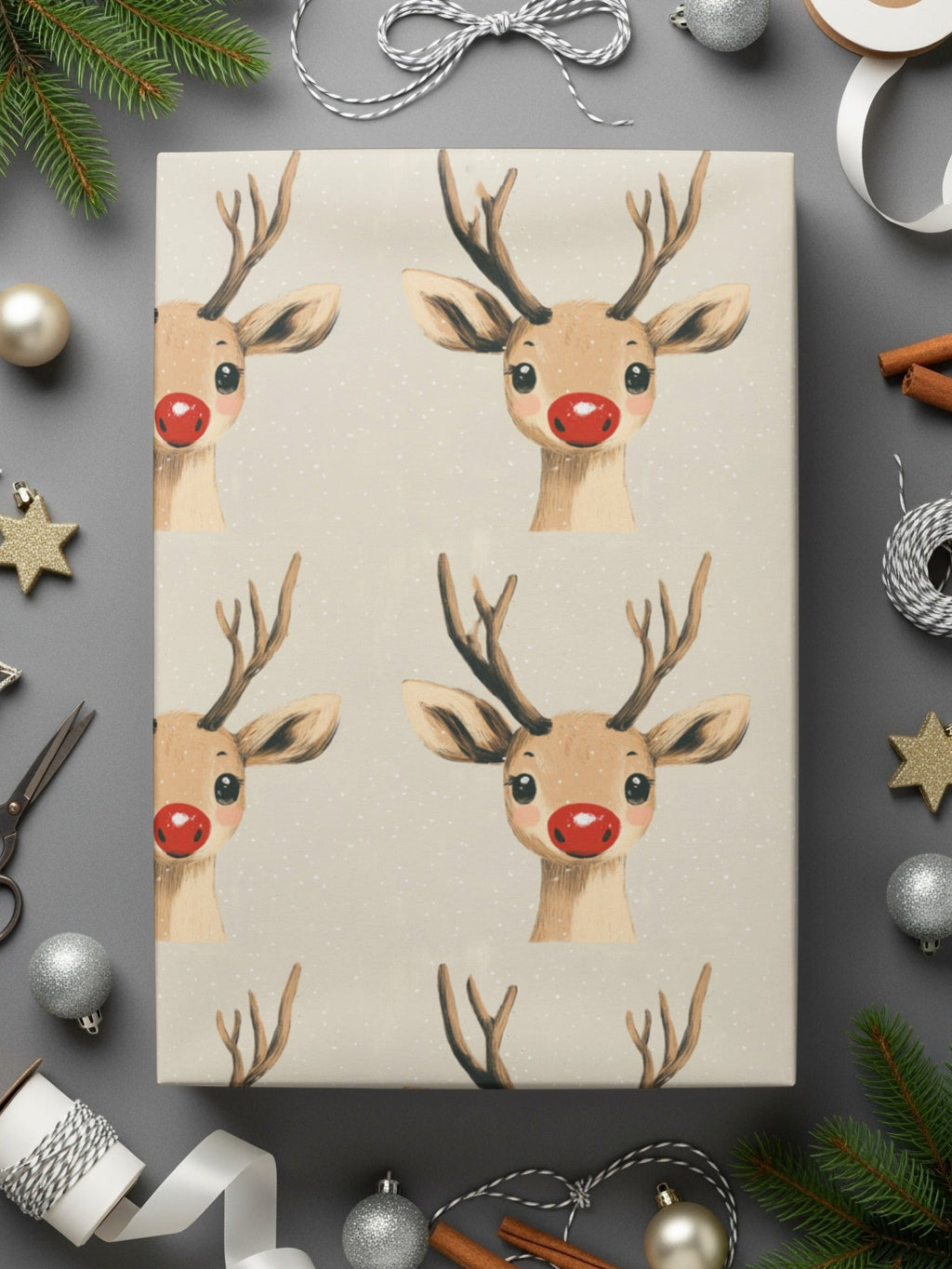 Cute Christmas Reindeer Seamless Pattern for Holiday Rudolph Seamless Background - Moore and Mountain
