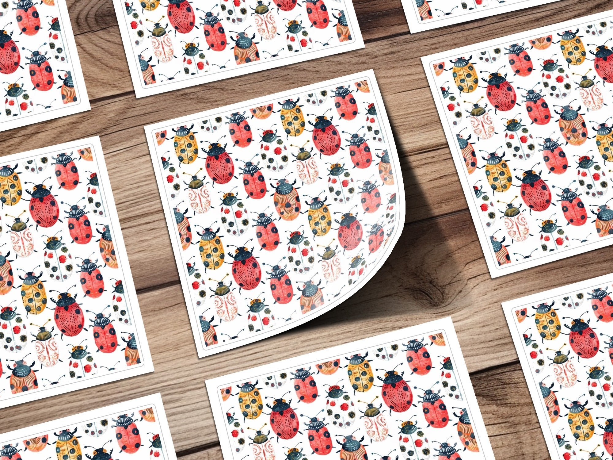 Cute Colorful Beetle and Ladybug Pattern Digital Download |Seamless Bugs Pattern JPEG - Moore and Mountain
