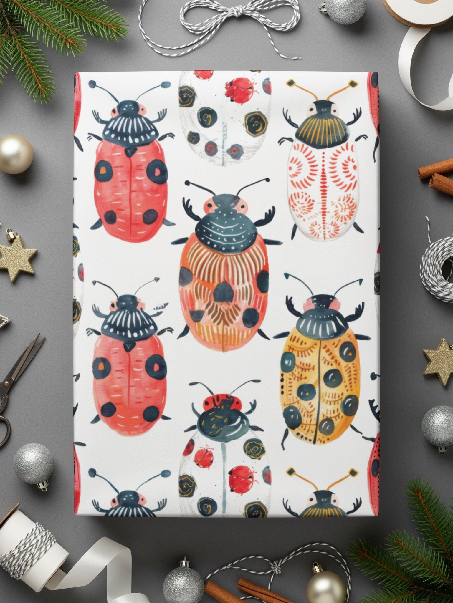 Cute Colorful Beetle and Ladybug Pattern Digital Download |Seamless Bugs Pattern JPEG - Moore and Mountain